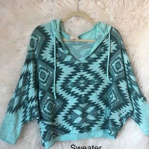 Daytrip flowy sweater, S, Blue/green
